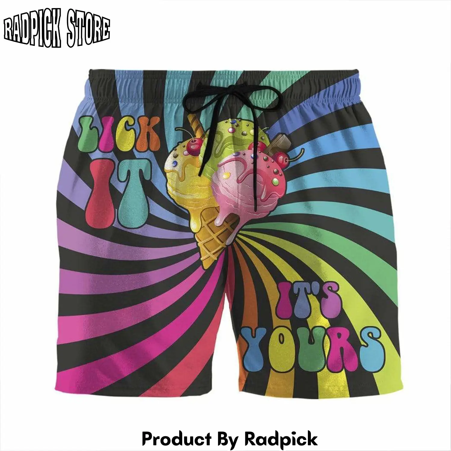 Radpick 3d lick it and its yours ice cream beach shorts swim trunks rp631387
